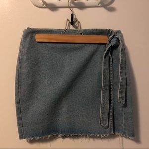 Denim wrap skirt
